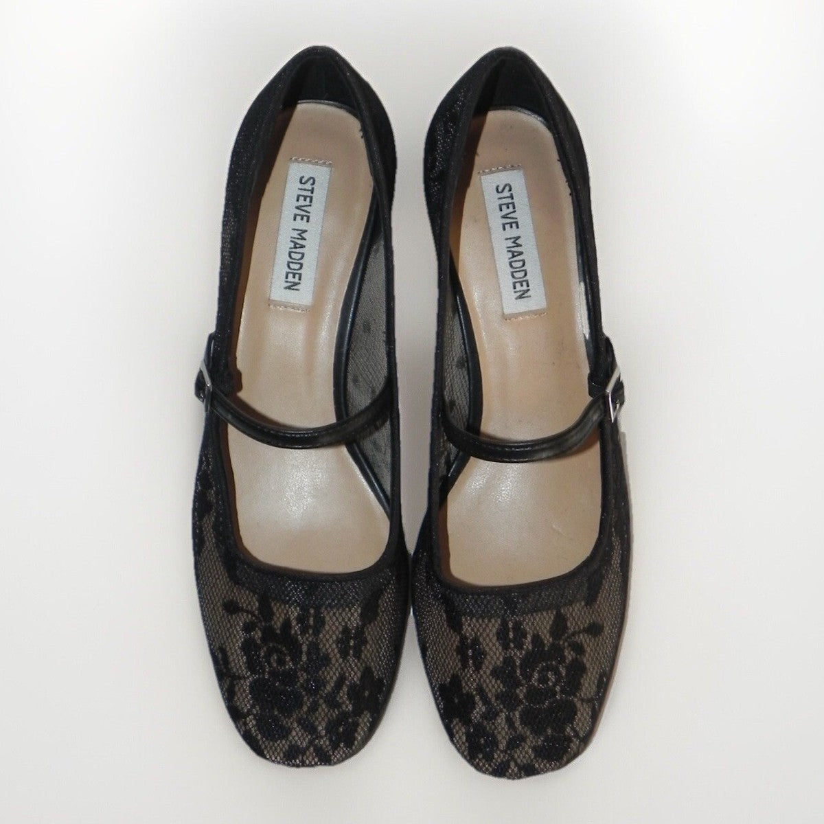 Steve Madden Hawke Black Lace Mary Jane Block Heel Pumps Size 9.5