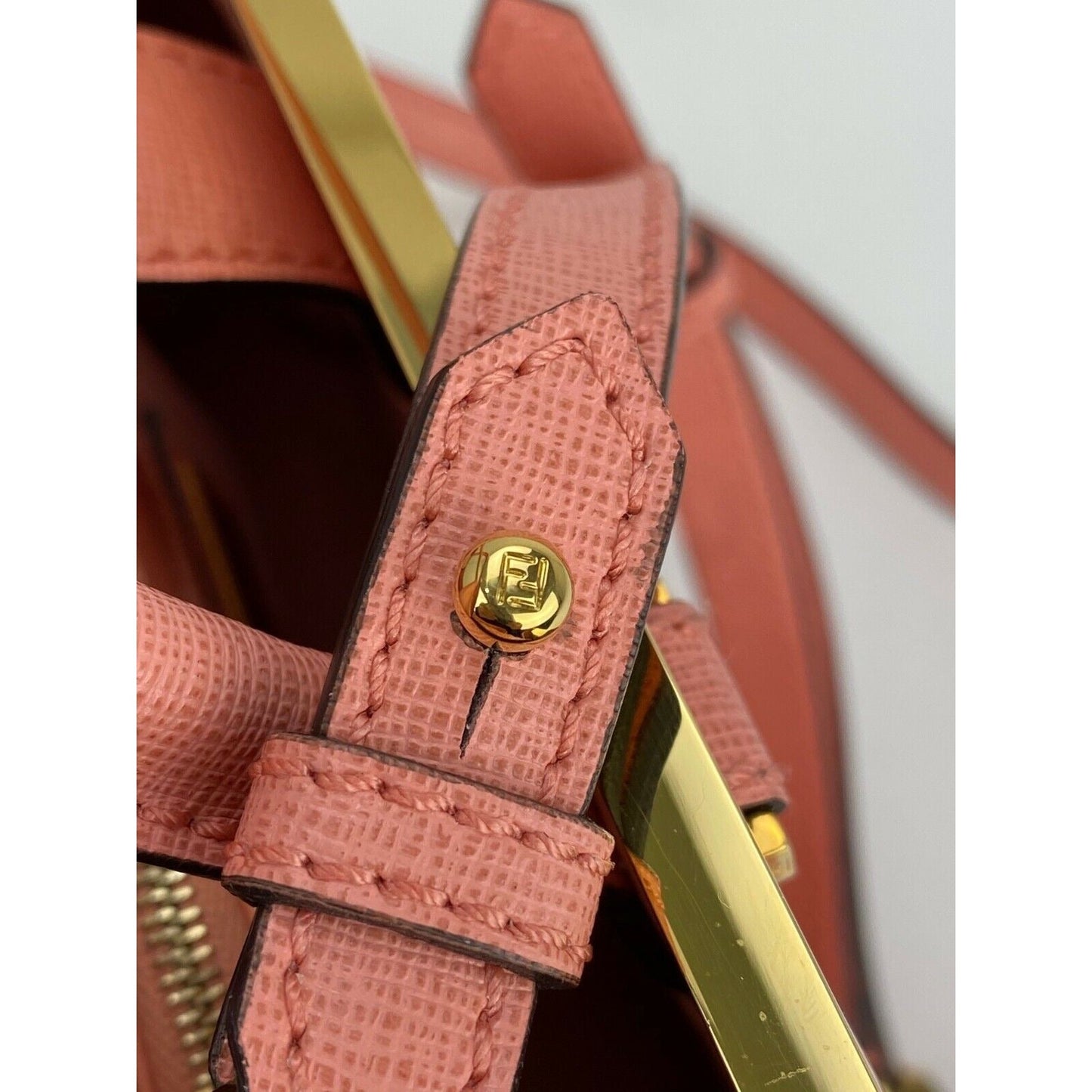 Fendi Vitello Elite Flamingo Petite 2Jours Pink Tote Shoulder Crossbody Bag