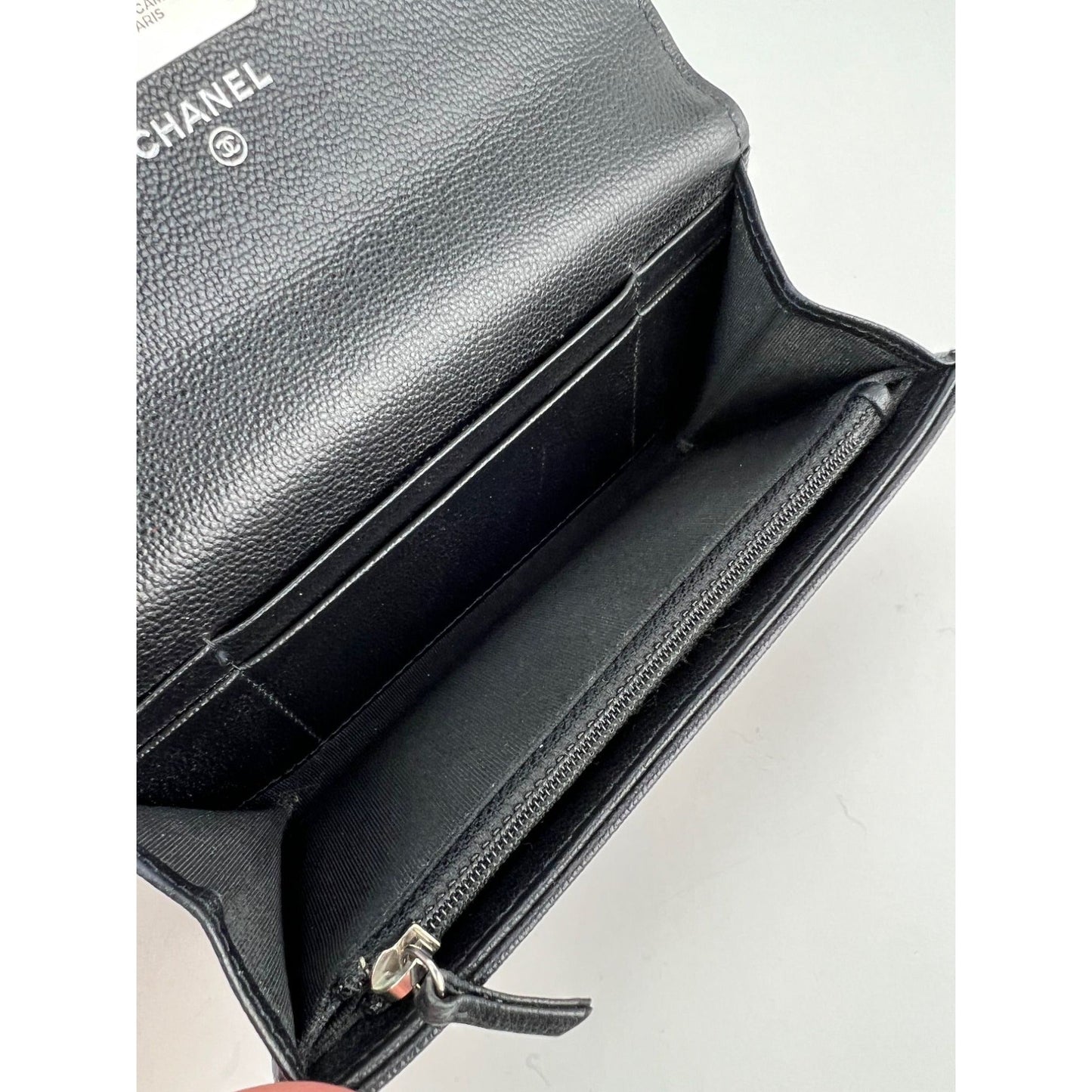 Chanel Grained Calfskin Quilted CC Box Flap Wallet
