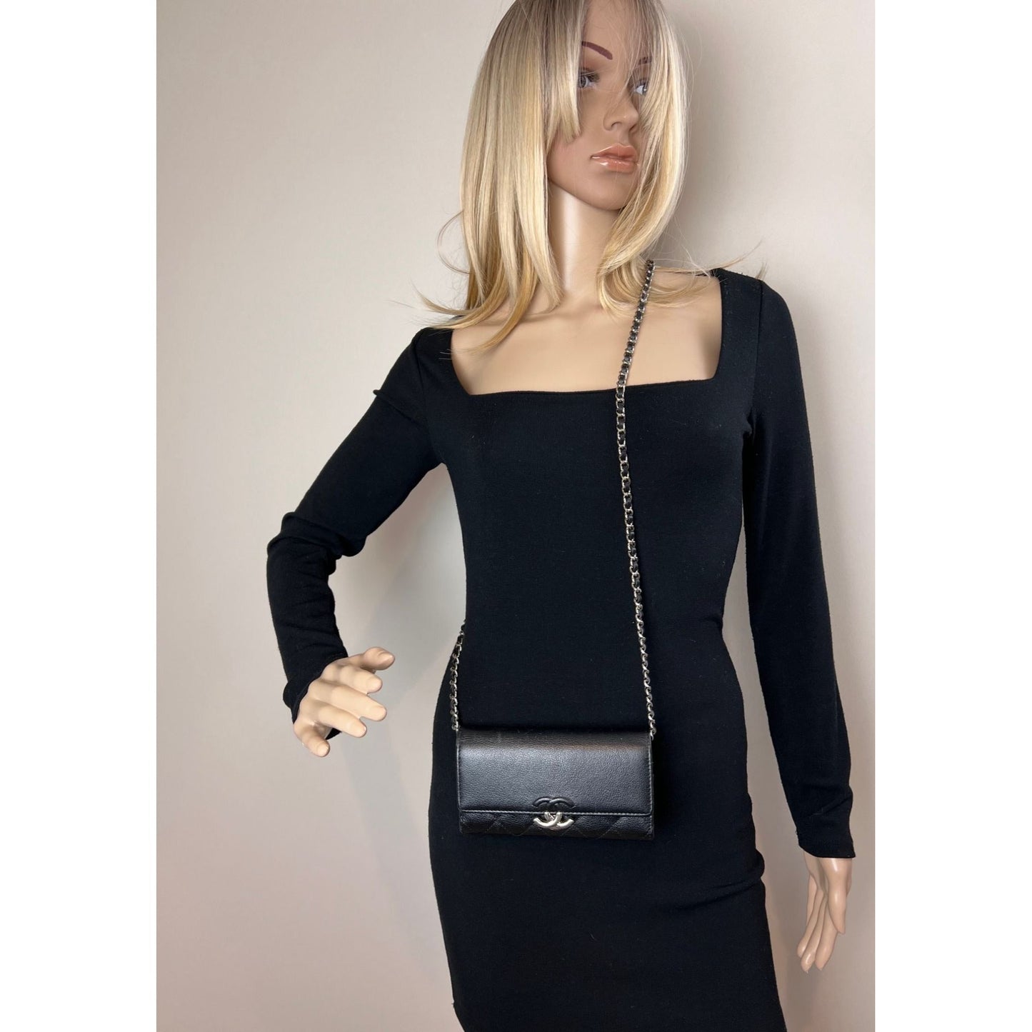 Chanel Grained Calfskin Quilted CC Box Flap Wallet