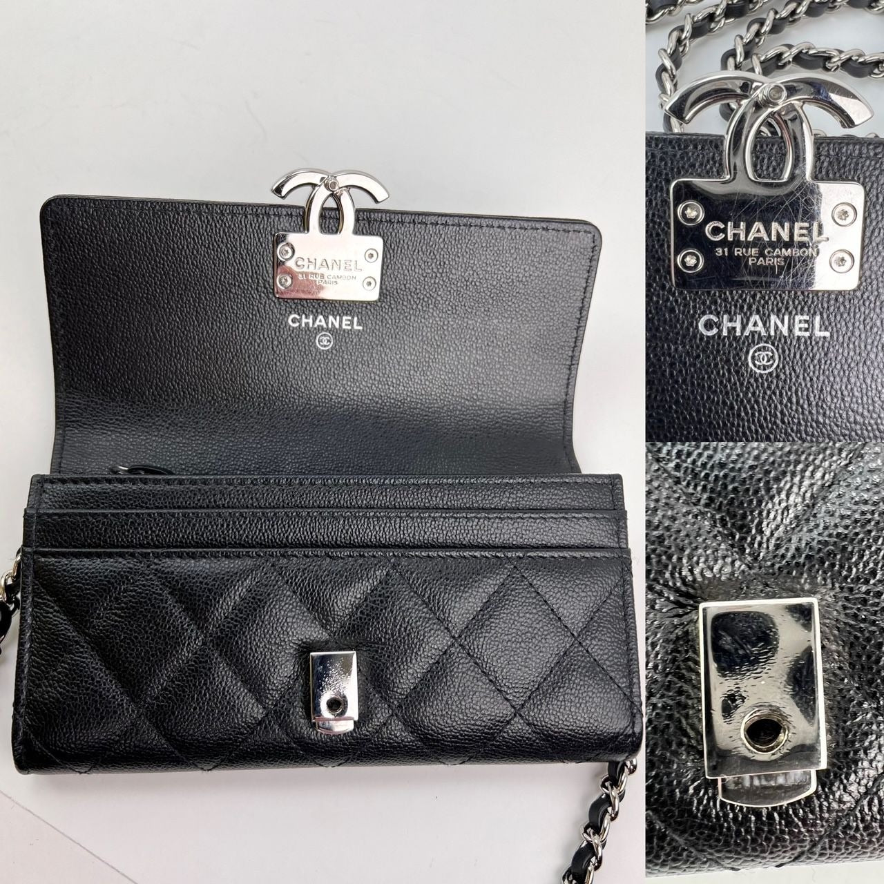 Chanel Grained Calfskin Quilted CC Box Flap Wallet