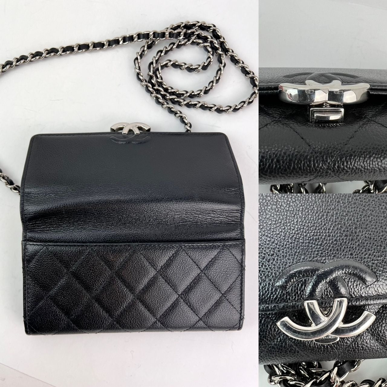 Chanel Grained Calfskin Quilted CC Box Flap Wallet
