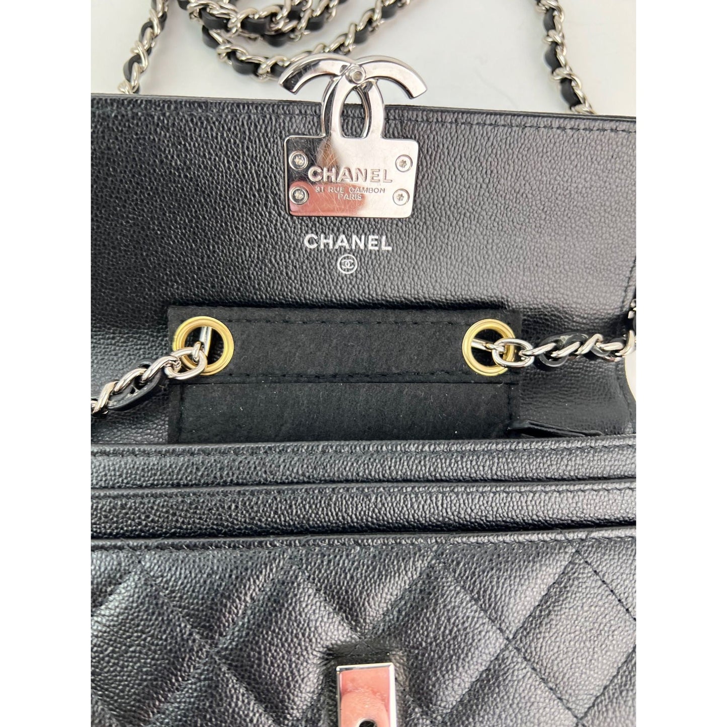 Chanel Grained Calfskin Quilted CC Box Flap Wallet