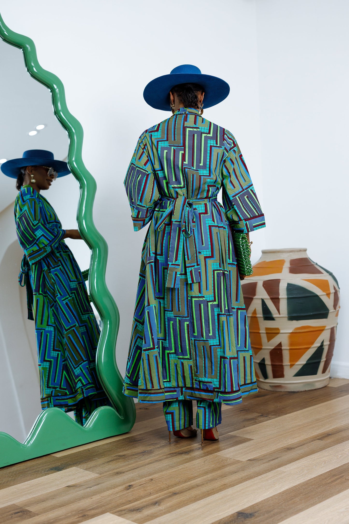 FADE AFRICAN PRINT KIMONO SET.