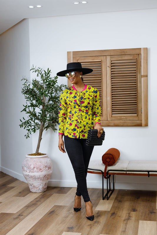 DAMINI AFRICAN PRINT POLO SHIRT----FINAL SALE