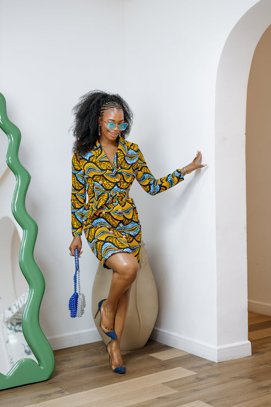 MOTUN AFRICAN PRINT BLAZER DRESS----FINAL SALE