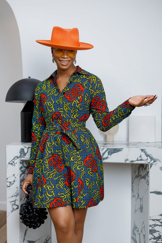 FAYO AFRICAN PRINT SHIRT DRESS----FINAL SALE
