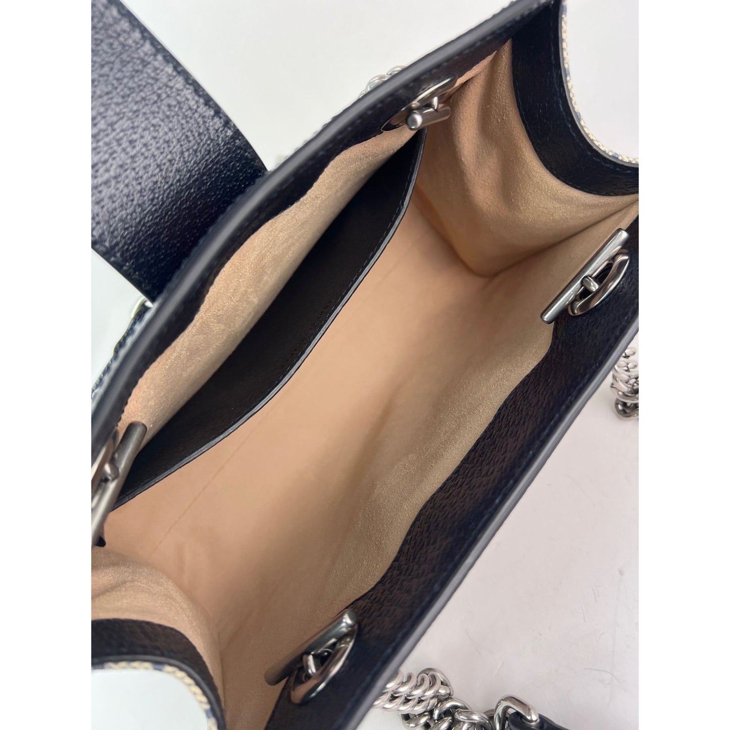Gucci GG Supreme Dollar Calfskin Web Small Padlock Navy Tote