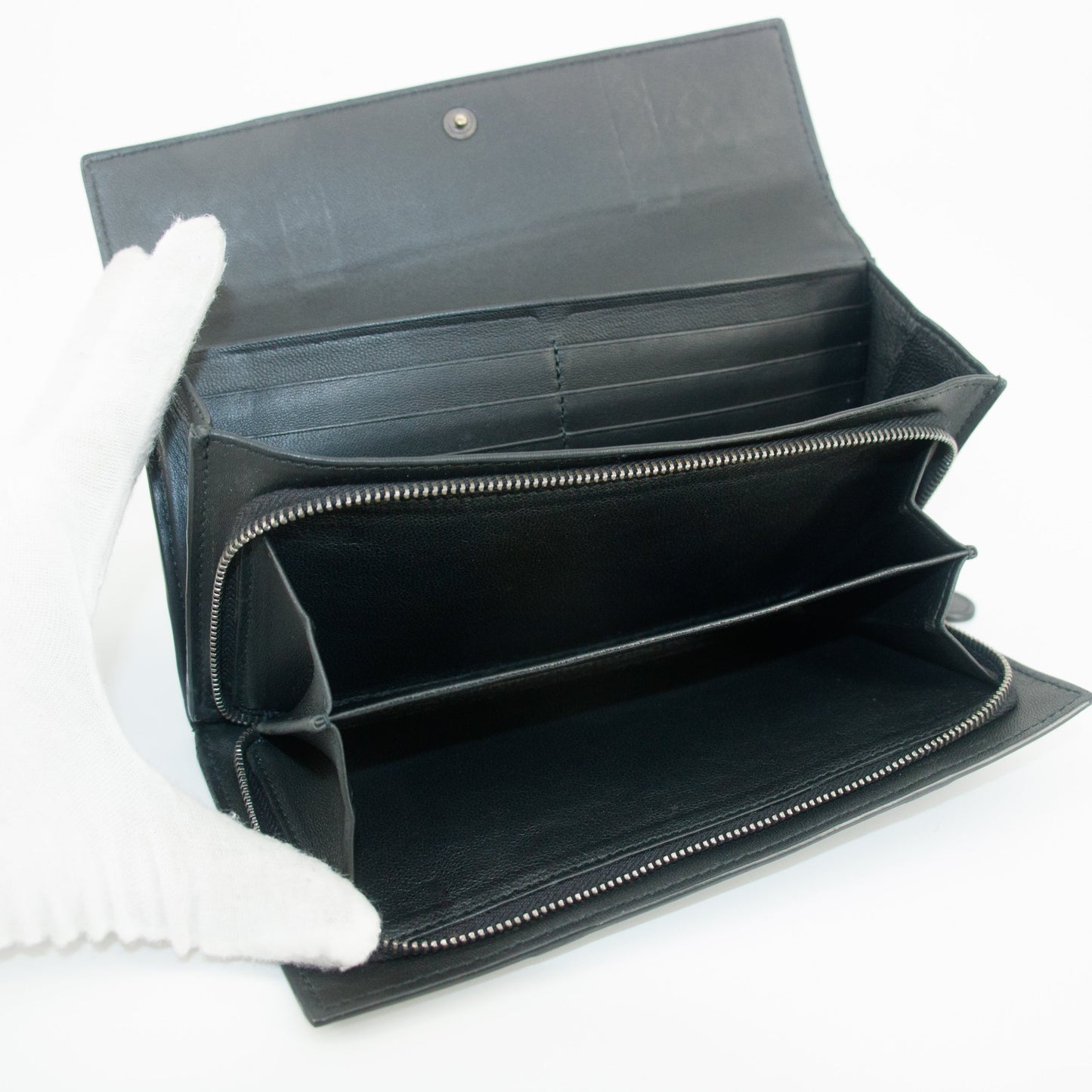 Bottega Veneta Intrecciato Black Bifold Long Wallet #5197