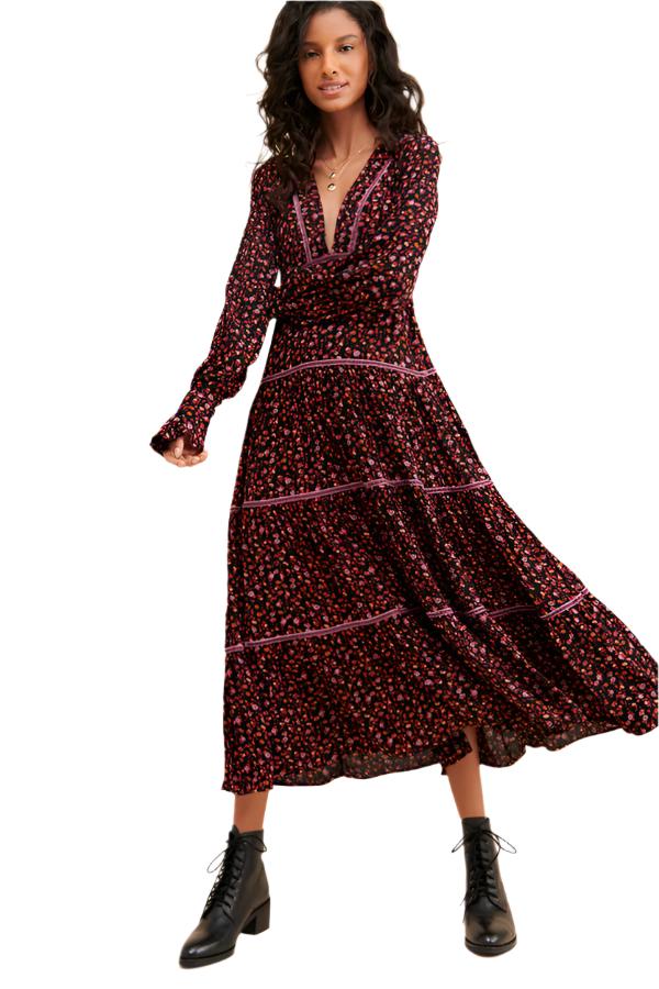 strapless open back dress Free People Floral Print Midi Dress Size 10 – Keren's Closet