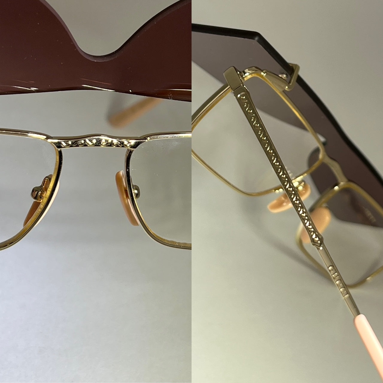 Gucci Flip-Up Sunglasses Rectangle Red Gold frames GG0363S 002 56