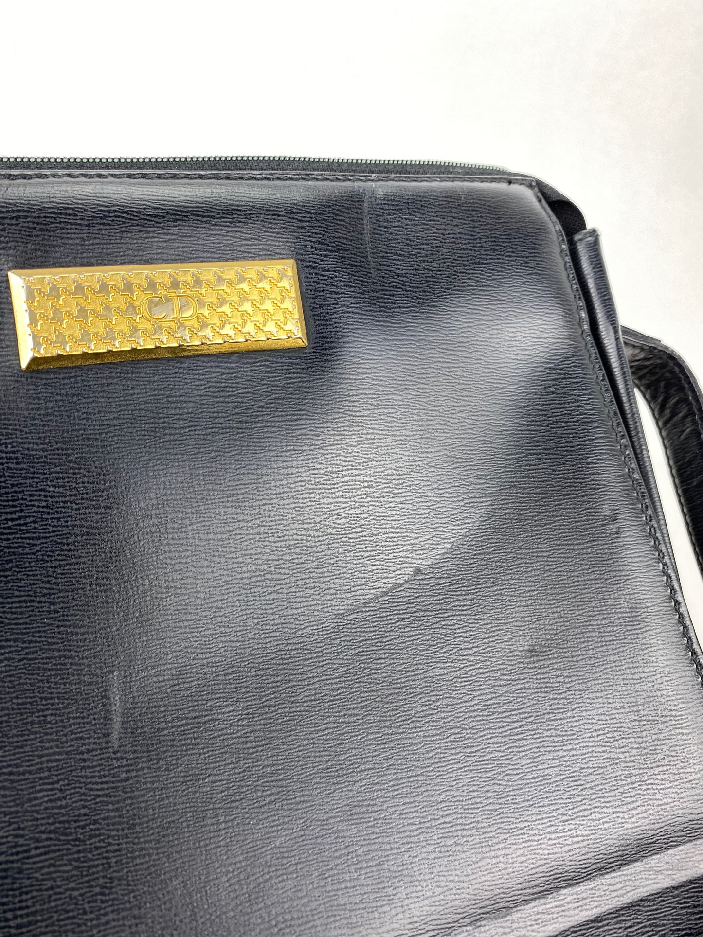 CHRISTIAN DIOR Black Leather Adjustable Shoulder Bag Authentic Pre owned