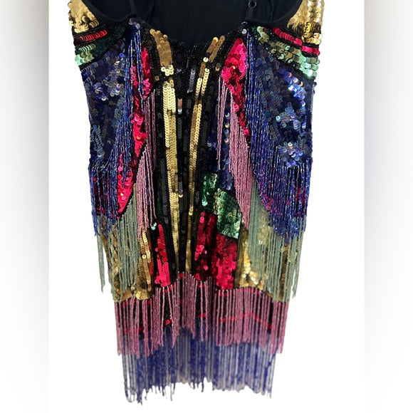 ASOS EDITION Sequin Mini Fringe Embellished Dress Size 8 Medium