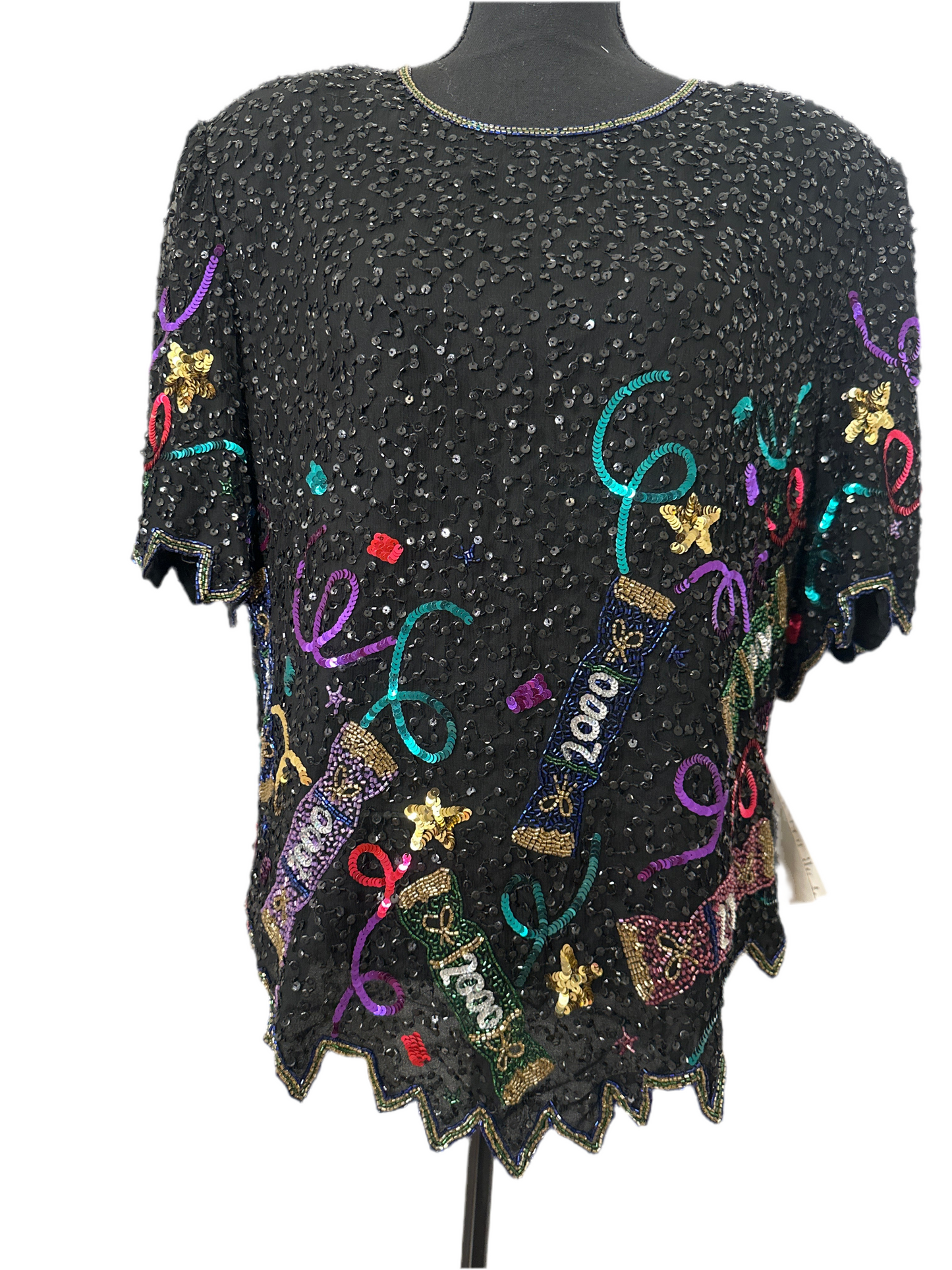 Laurence Kazar Sequin 2000 Celebration Top Size 2X