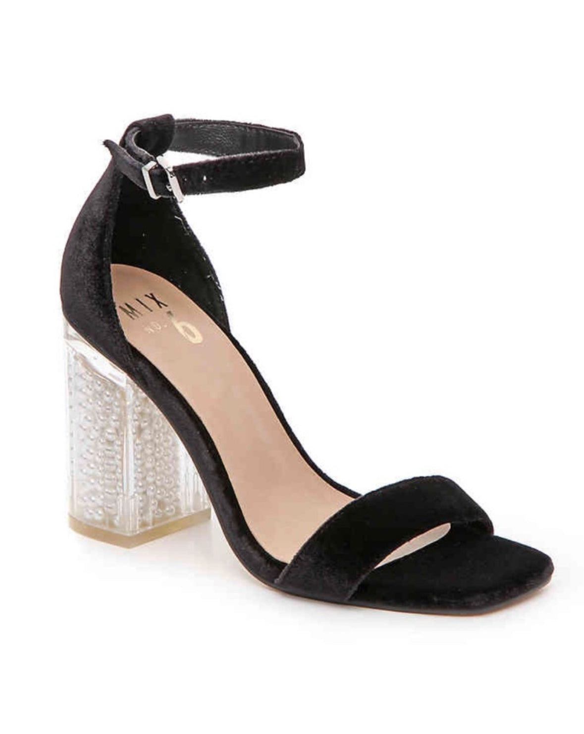 Mix 6 Cregan Black Ankle Strap Pearls Heels Size 7