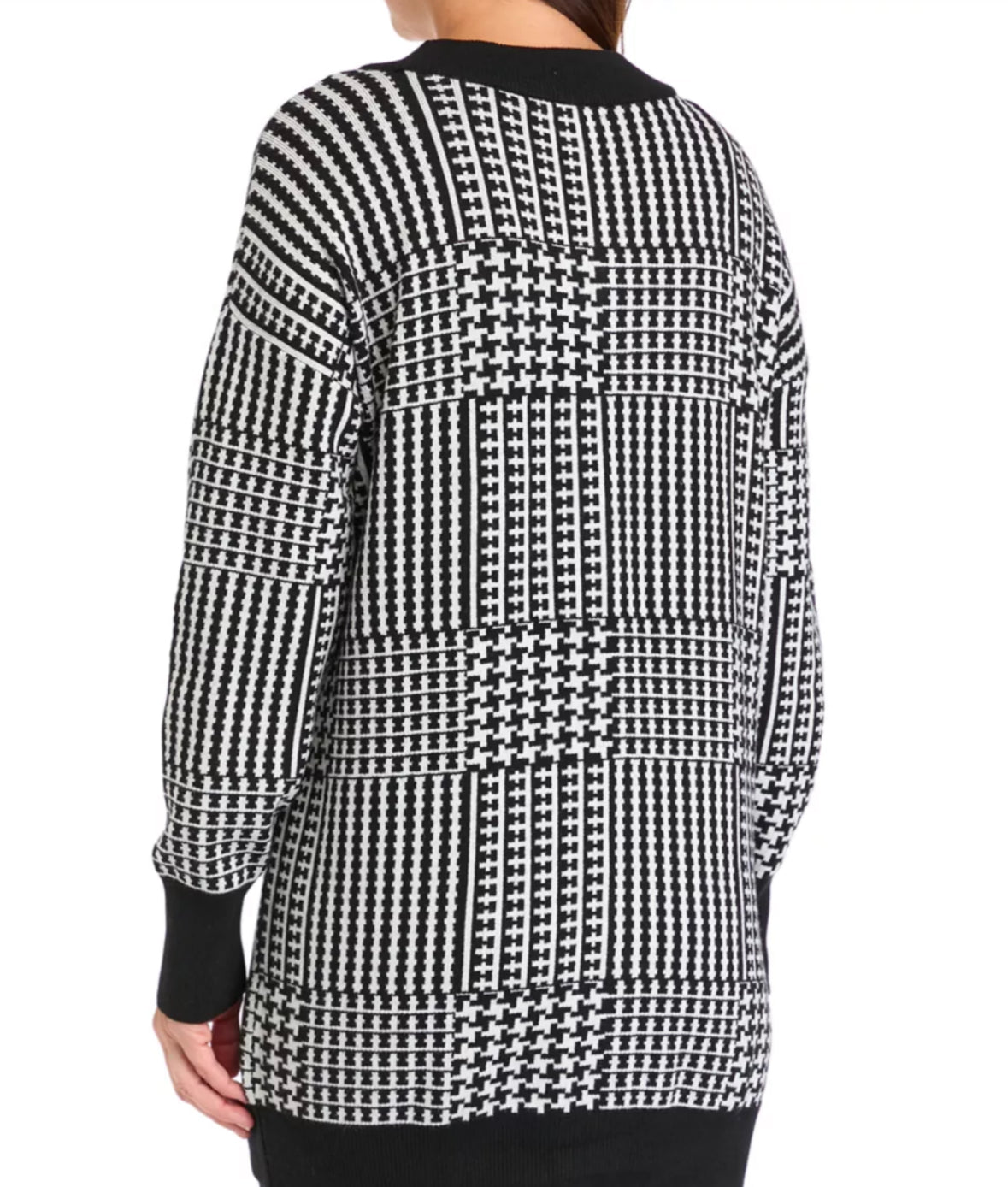 Joseph A. Patterned Cardigan Black White Size Medium