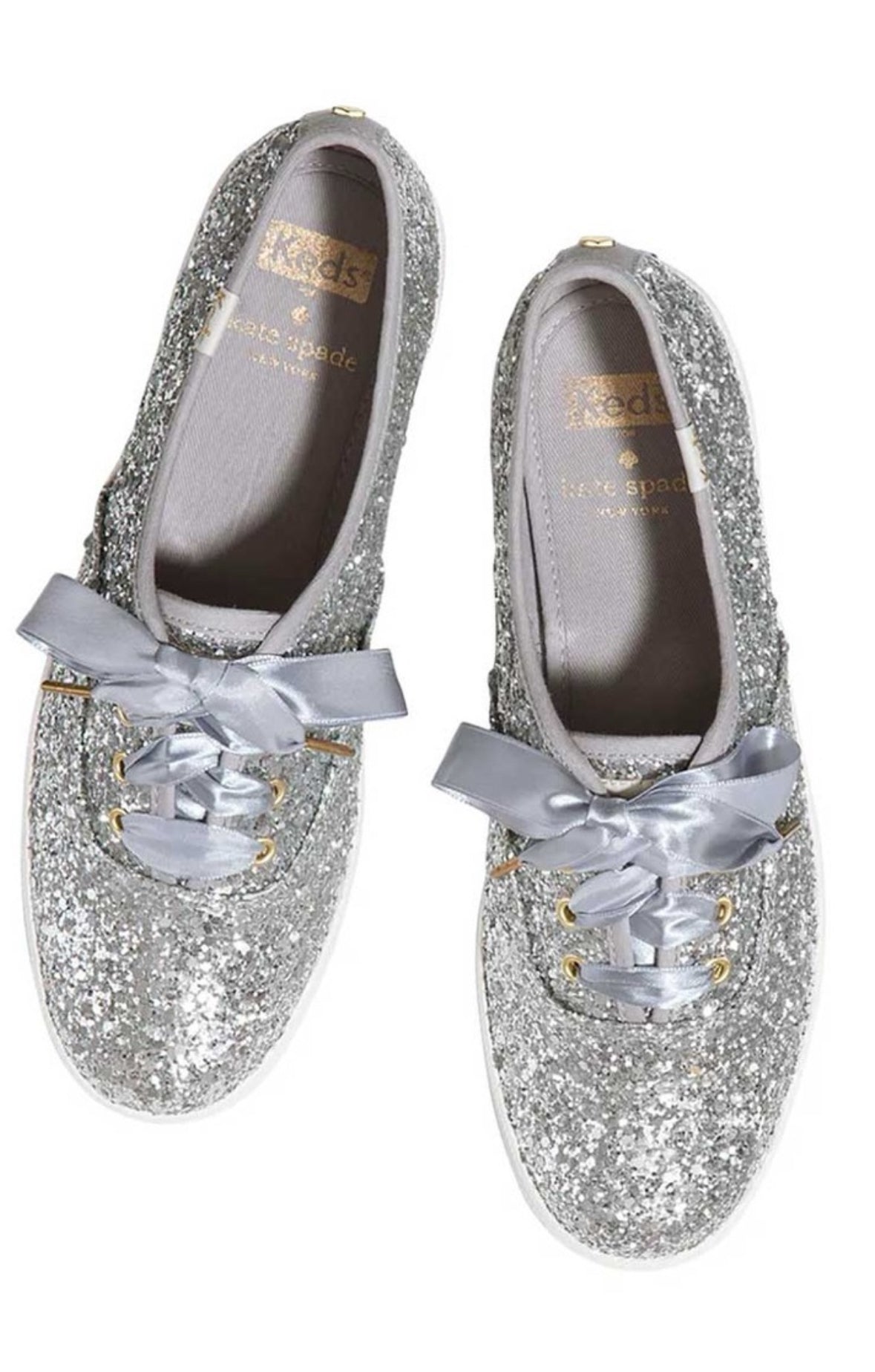 Keds X Kate Spade Silver Glitter Sneakers Size 9