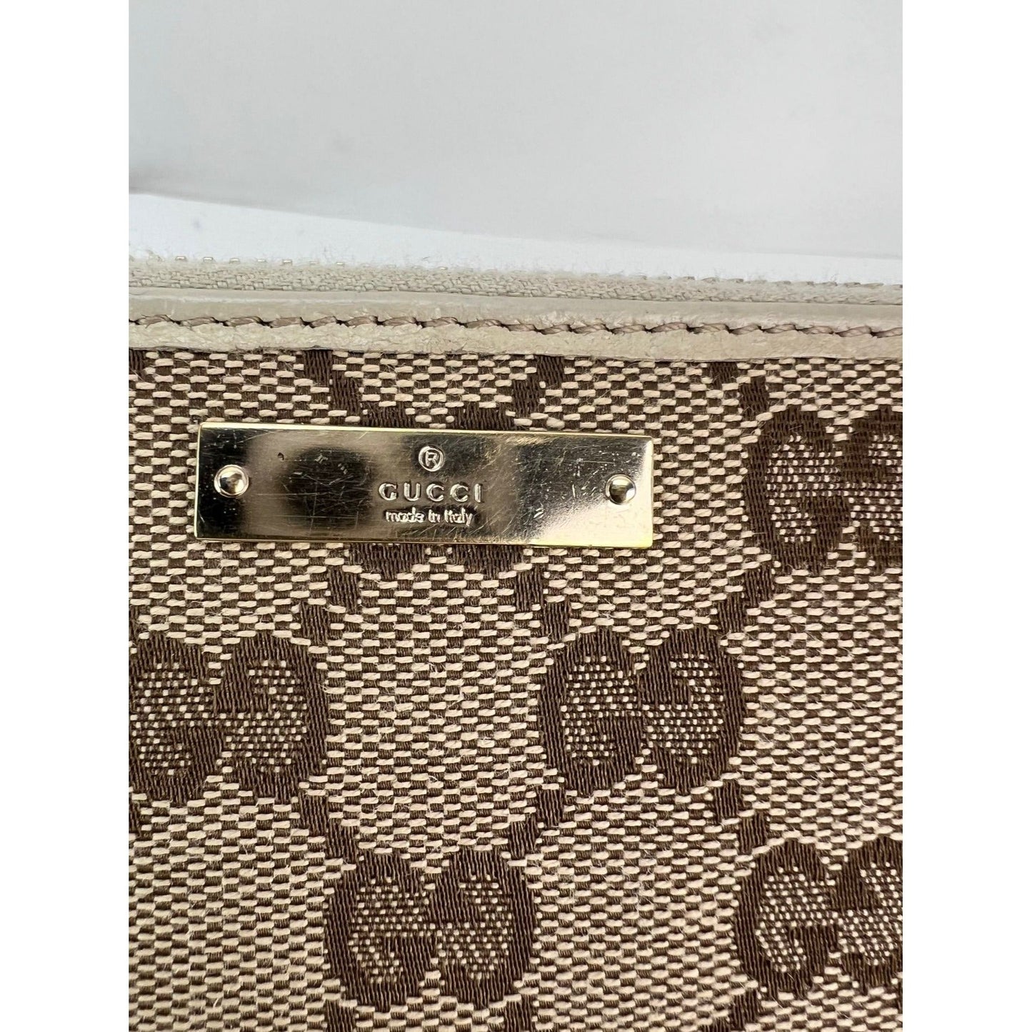 Gucci GG Logo Beige Zip Around Canvas Long Wallet