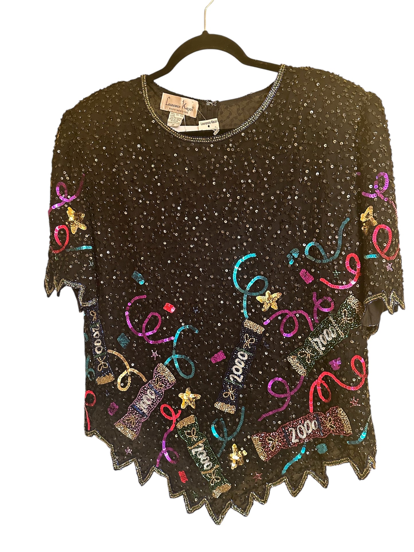 Laurence Kazar Sequin 2000 Celebration Top Size 2X