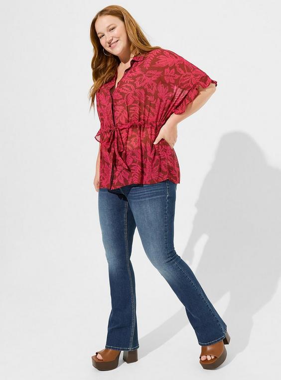 Torrid Chiffon Dolman Button Up Short Sleeve Blouse Size 4X
