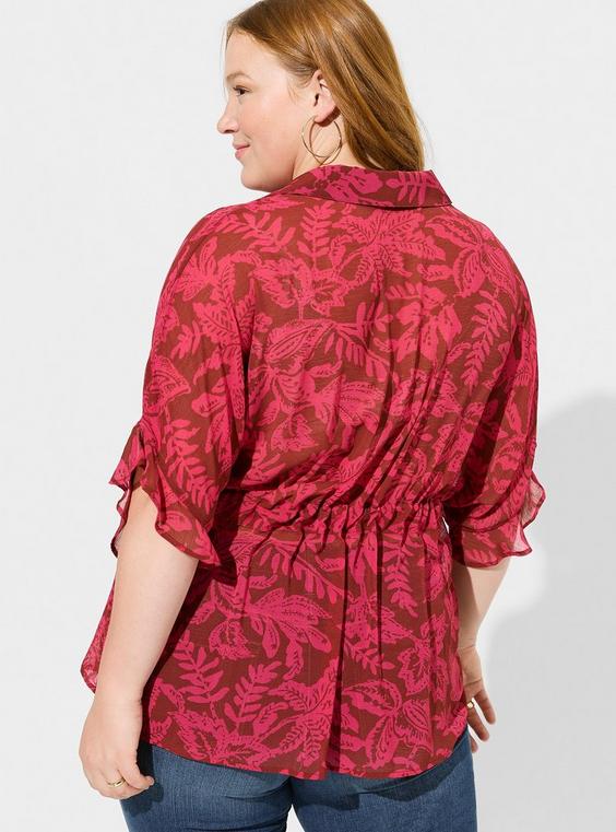Torrid Chiffon Dolman Button Up Short Sleeve Blouse Size 4X