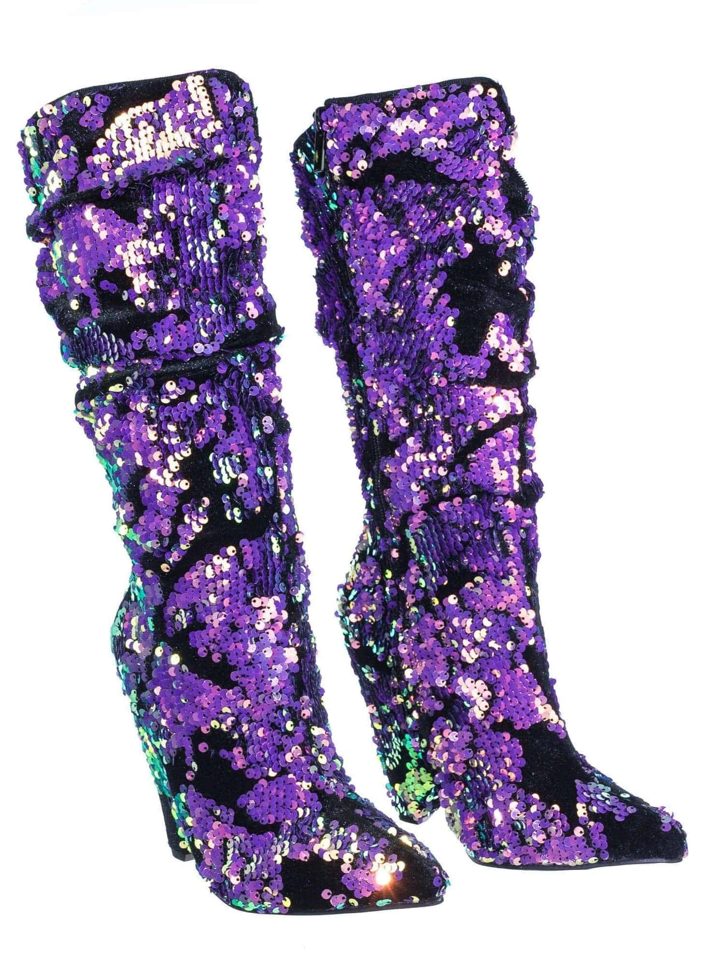 Bamboo Sequin Slouch Boots Size 10