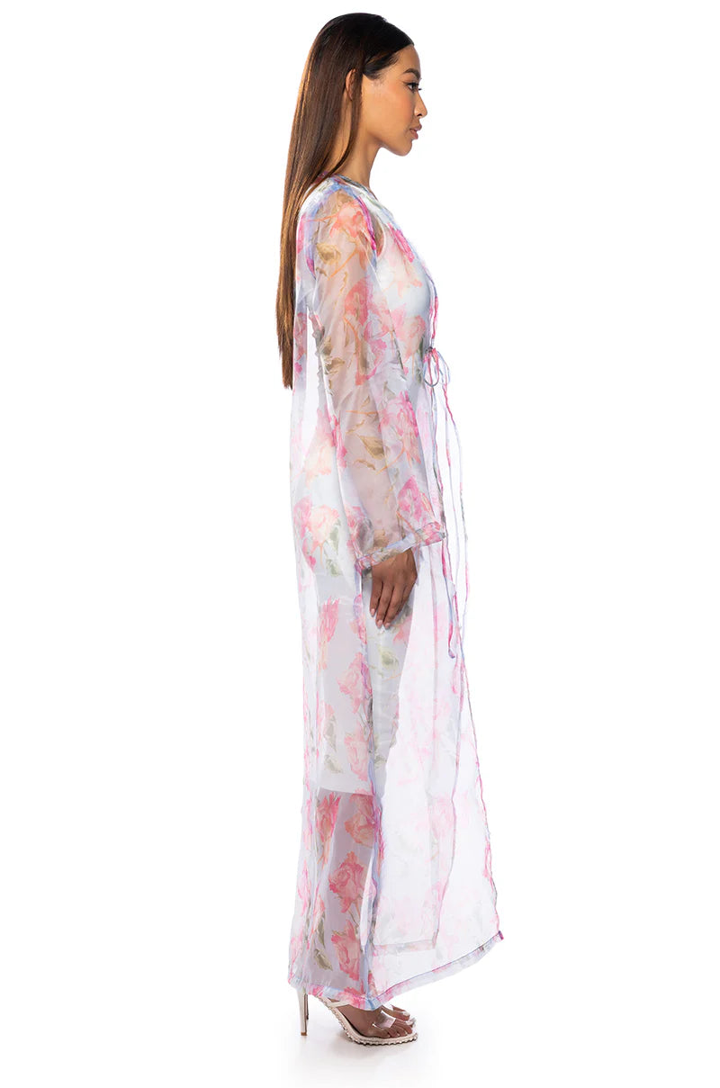 Akira Now & Forever Floral Chiffon Duster Size Medium