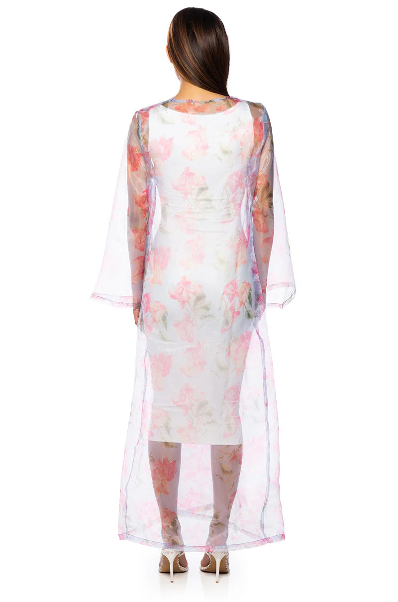 Akira Now & Forever Floral Chiffon Duster Size Medium