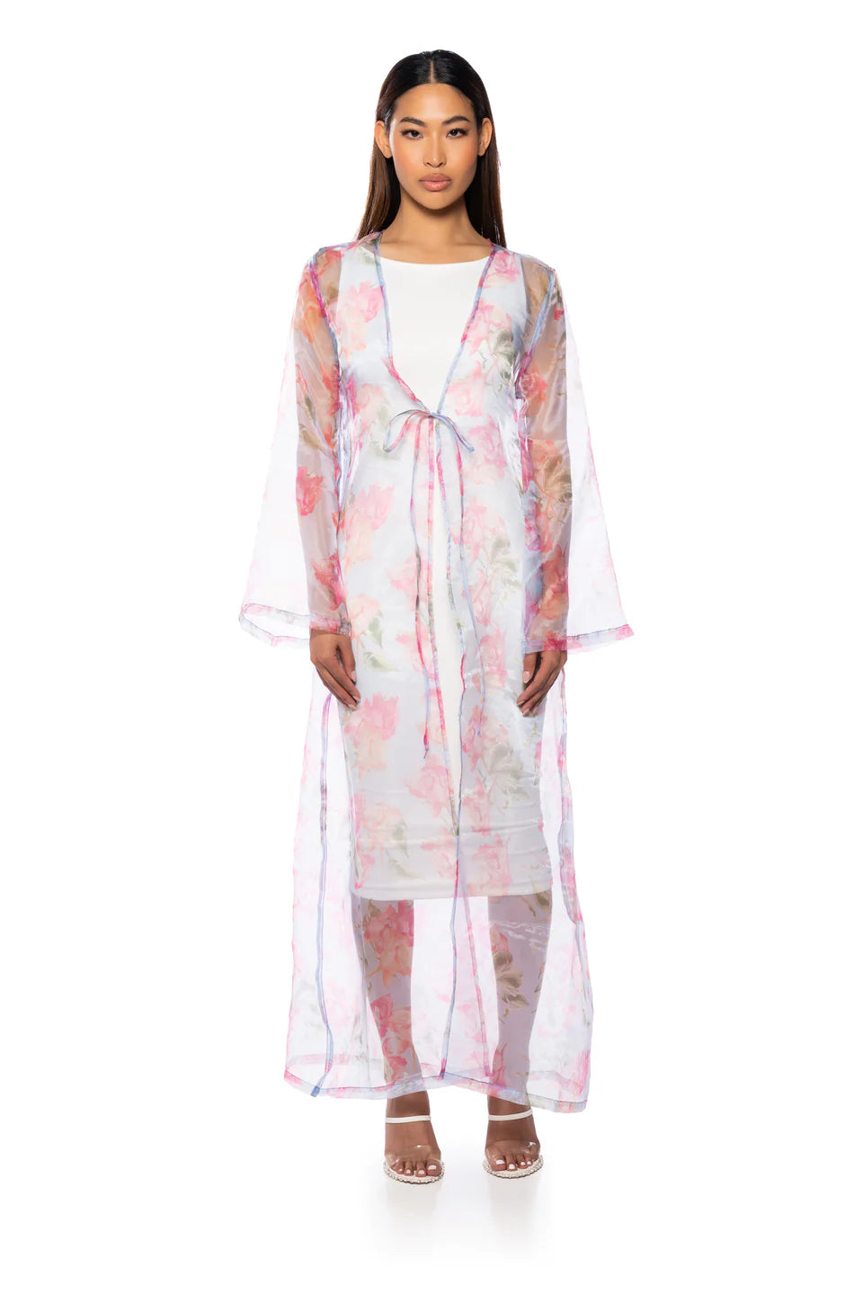 Akira Now & Forever Floral Chiffon Duster Size Medium
