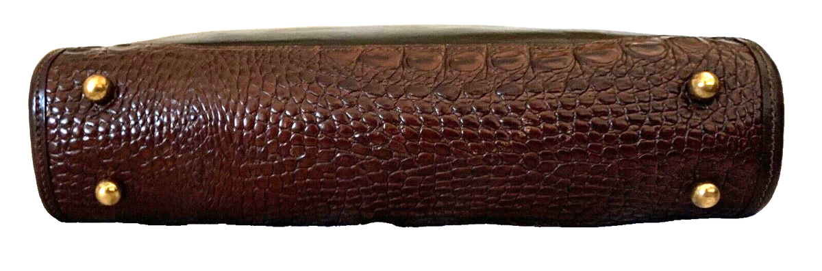 Vintage Brahmin Tuscan Black & Pecan Croc Crossbody Shoulder Bag ( Interior Signs of Wear)