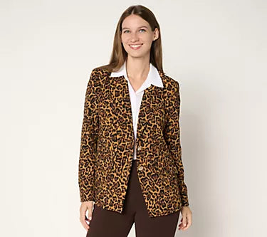 Dennis by Dennis Basso Cheetah Animal Print Blazer Size 2X