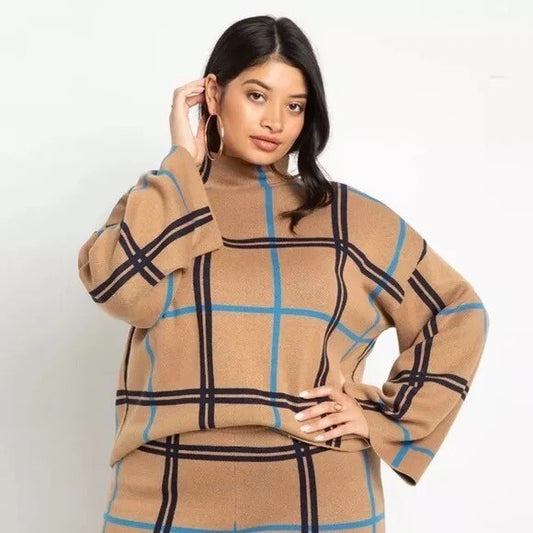 ELOQUII Windowpane Plaid Two Piece Pants Set Size 22/24