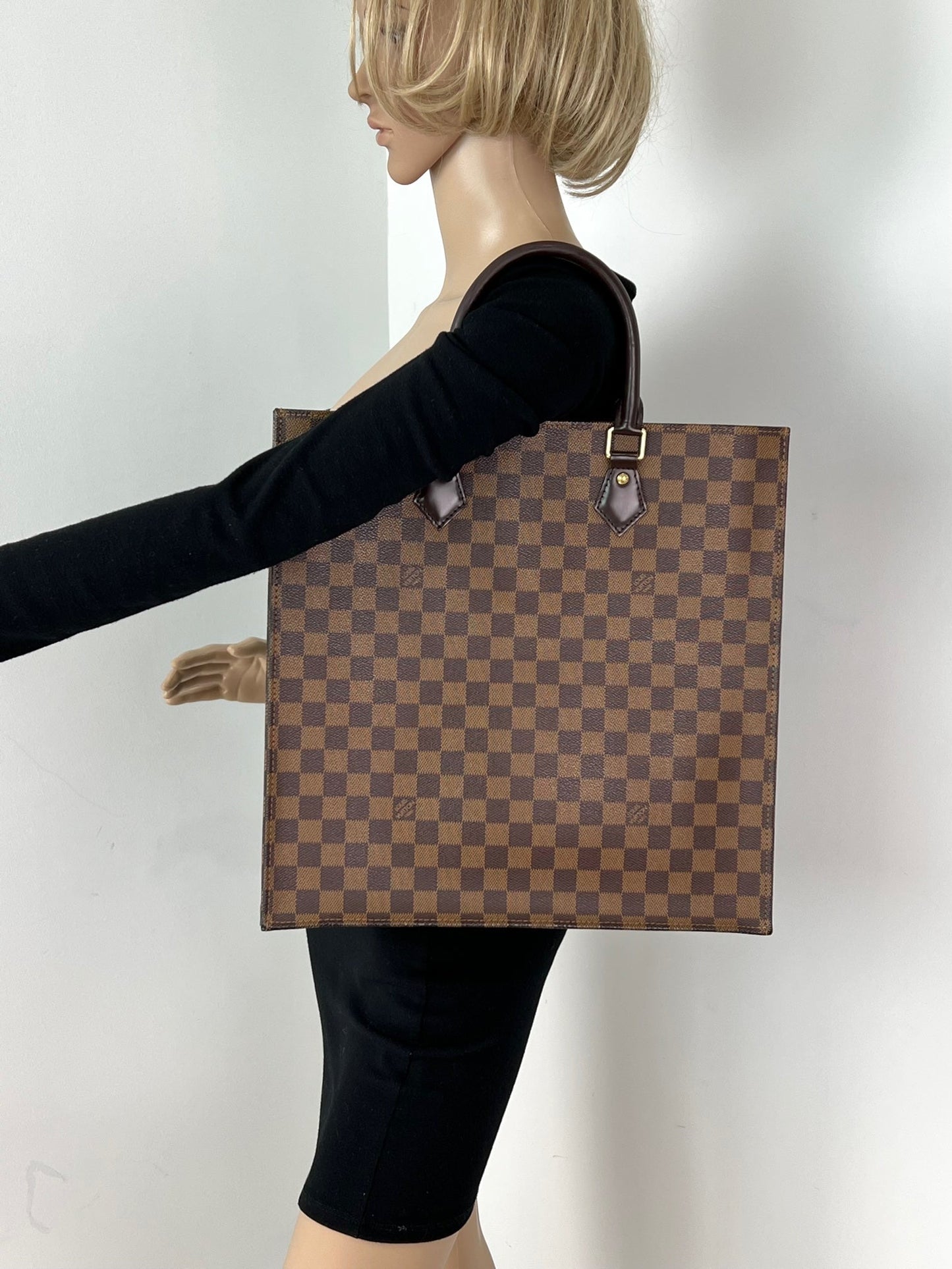 Louis Vuitton Sac Plat Brown Damier Ebene Canvas Shopping Tote Bag