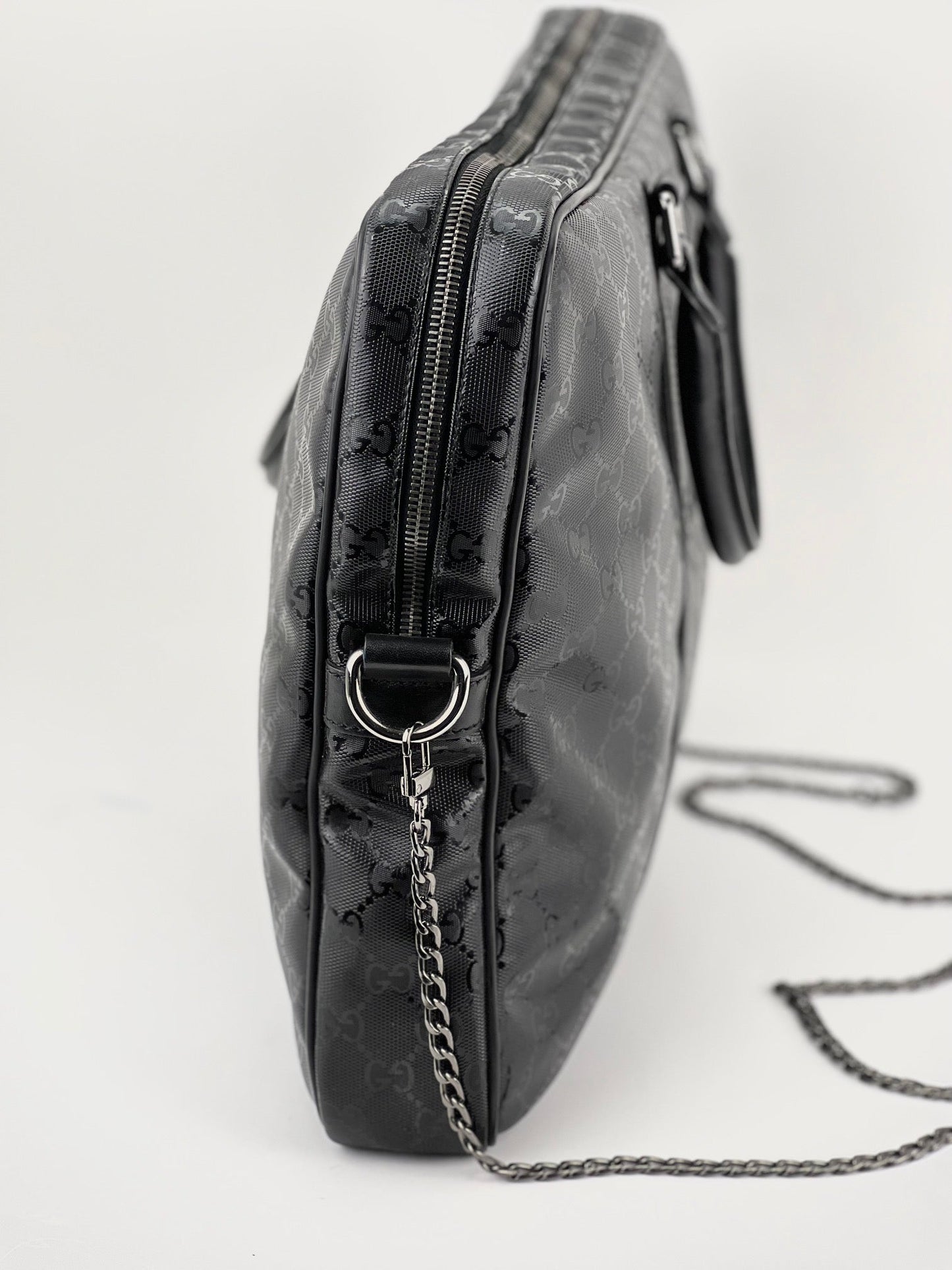 Gucci Briefcase GG Imprime Coated Canvas Black Monogram Business Bag Preowned