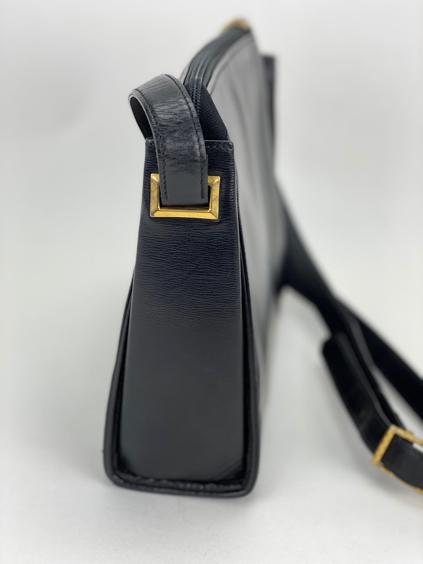 CHRISTIAN DIOR Black Leather Adjustable Shoulder Bag Authentic Pre owned