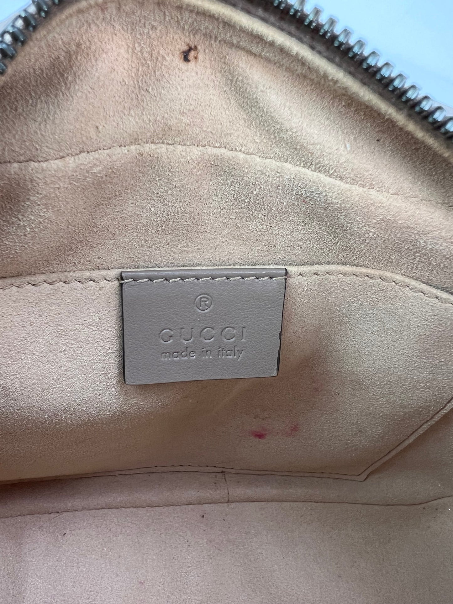 Gucci GG Marmont Small Chain Beige Matelasse Leather Crossbody Bag