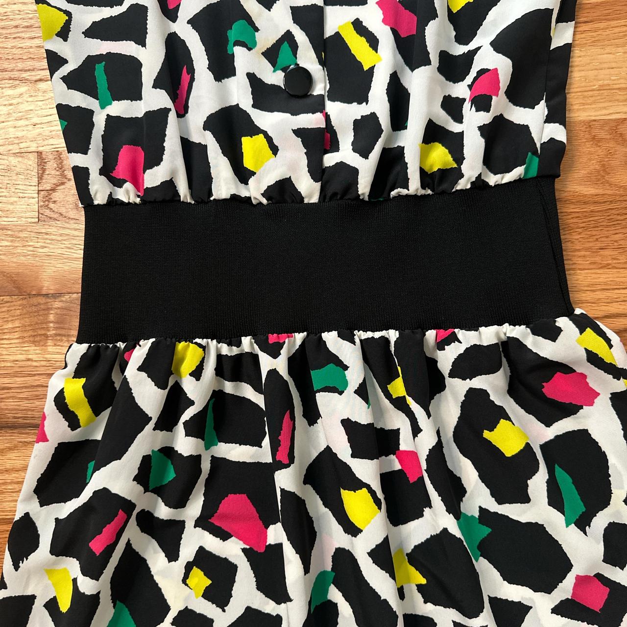 Kasper ASL Black White Animal Print Colorful Dress Size 10/11