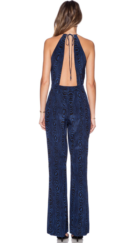 Diane Von Furstenberg Navy Animal Print Jumpsuit Size 10