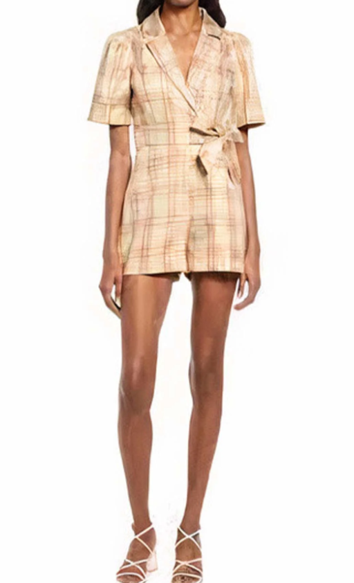 Adelyn Rae Plaid Romper Size Large