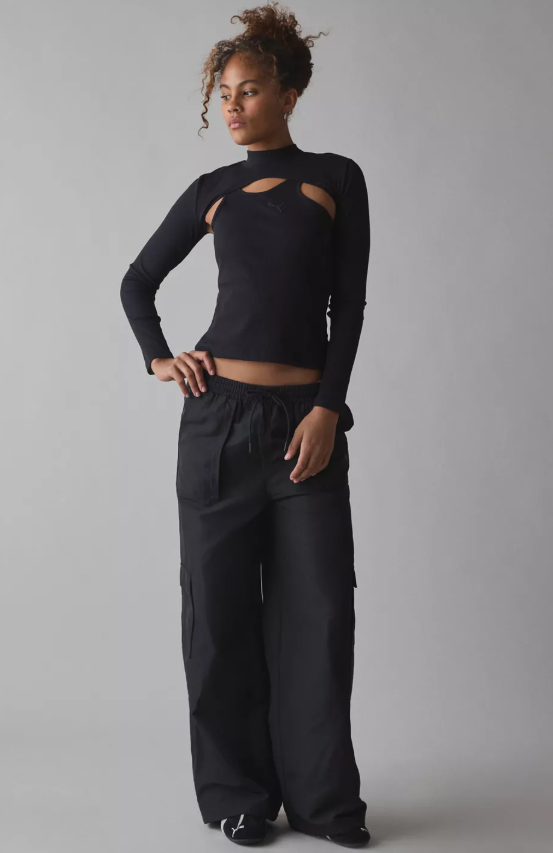 Puma Dare To Midnight Motion Black Long Sleeve Tee Size Medium