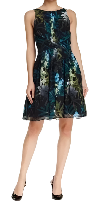Ted Baker Ameda Twilight Floral Pleated Dress Size 4
