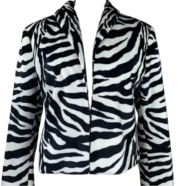 Focus 2000 Black White Zebra Print Jacket Size 22W 3X