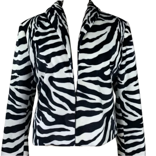 Focus 2000 Black White Zebra Print Jacket Size 22W 3X