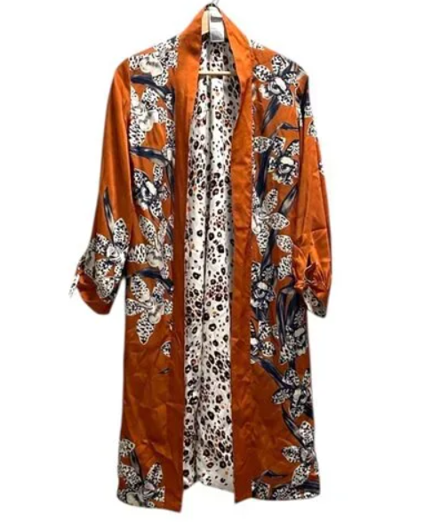 Chico's Reversible Leopard Print Satin Cardigan Size 3 (US XLarge)