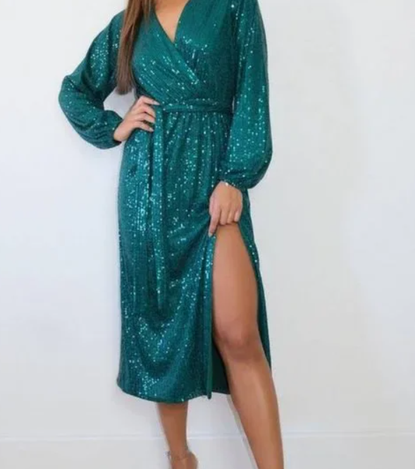 Missguided Plus Green Sequin Dress Size 14