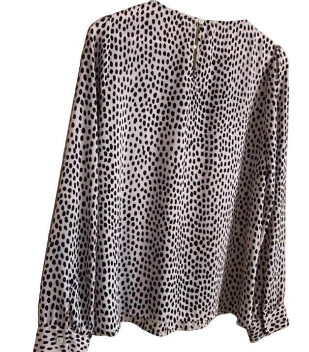 JCrew Pink Black Polka Dot Blouse Size XLarge