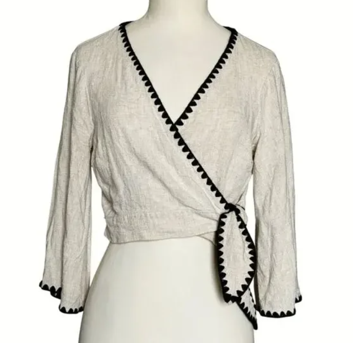 Lulus Allamanda Beige Cropped Wrap Top Size Medium