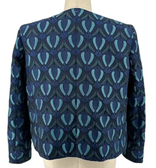 Club Monaco Aubrey Brocade & Lambskin Leather Moto Jacket Size 6