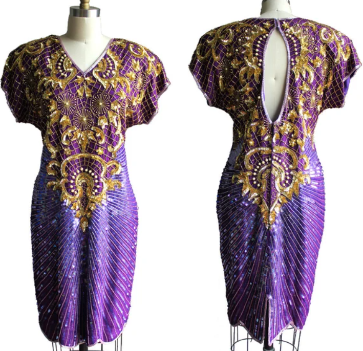 Essence Purple Gold Dress Size 20