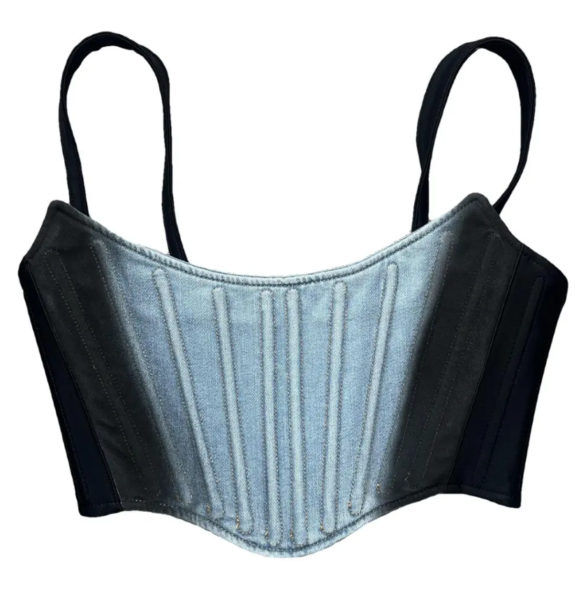 Mugler Denim Corset (Missing Straps) Size 38 US 6 Small